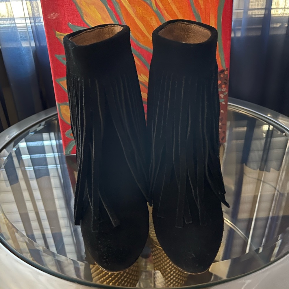 Suede Ankle Booties- with fringes
